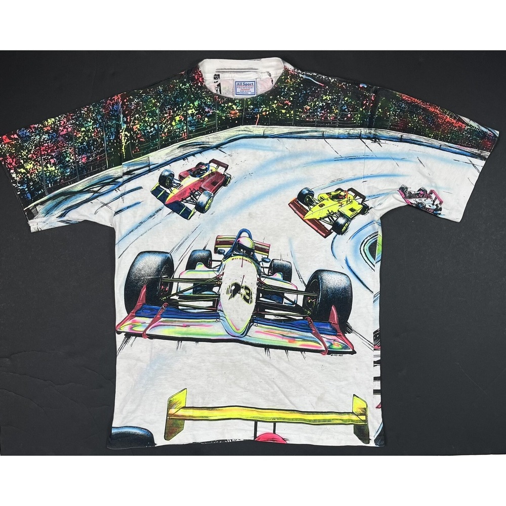 1993 Indy 500 Vintage T-Shirt Men's Large All Over Print All Sport Tag USA